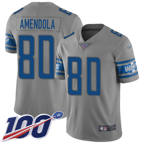 Detroit Lions Limited Gray Men Danny Amendola Jersey NFL Football #80 100th Season Inverted Legend